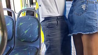 Young student groped and rubbed on public bus - Real orgasm caught on camera!