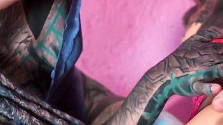 Tattooed Alt Girls Having Wild Lesbo Fun with Strap on