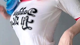 Big Boobed Blonde Masturbates With A Dildo In The Bathroom