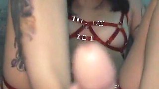 The Slutty Girl Is Great at Sucking and Stretching Her Ass While Kneeling in Front of Me