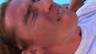 Big boobed Blonde French MILF enjoys outdoor threesome