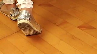 Silver Peeptoe Slingbacks & Sheer Nude Nylons - Footplay & Shoeplay