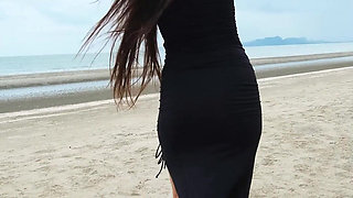 Sexy Tight Black Dress and Beauty Chill