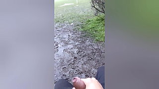 Walking with dick out and stroking in the park