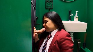 Schoolgirl Sucks Dick At The Gloryhole