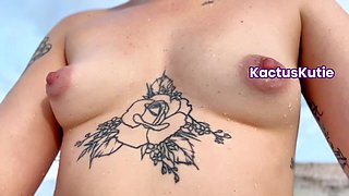 Hairy Girl Walks on Nude Beach