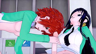Futa adventures of Shiba Miyuki and Chiba Erika in this wild anime hentai
