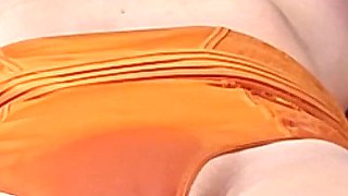 Erotic Massage Has This Busty Blonde Soaking Screaming and Squirting in Her Orange Crotchless Outfit