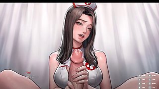 Nurse in sexy lingerie offers help in a hentai adventure