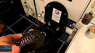 Disgusting Training Eating Food From Toiletbowl by Strict Skinny German Femdom Part 2