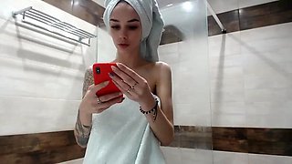 Perfect chick takes bath