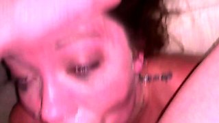 Big tit brunette MILF sucks and tit fucks a big cock