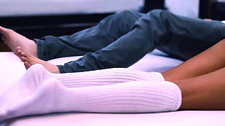 The young secretary seduces the older boss in his office after work, in his room, while his wife is out of town