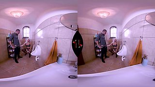 Toilet Tramp - Big Tit Blonde Pornstar Jerks Off A Guy In The Bathroom Voyeur 3d Porn