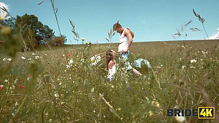 BRIDE4K. Her fiance was so boring so she decided to run away and suck a stranger's cock in the field