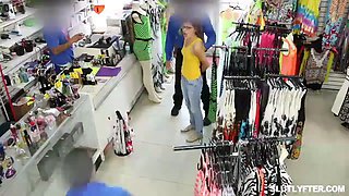 Jojo Kiss caught stealing some jewelries and gets disciplined by the security officer whiping out his dong to make her suck it dry