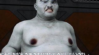 Asian girl with big tits fucks a monster