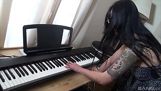 A couple caught in a steamy, intimate homemade moment