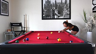 Watch stunning mature Silvia masturbating on the pool table. HD