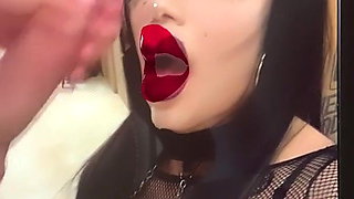 Crossdresser getting face full of hot cum, cd blowjob