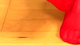 Red Stockings, Sneakers & Dangling Tease