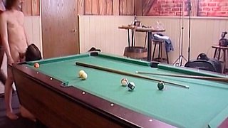 Brunette German Doll Sucks Dick by the Pool Table