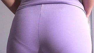 MILF with Fit Ass in Leggings Teases Visible Panty Line