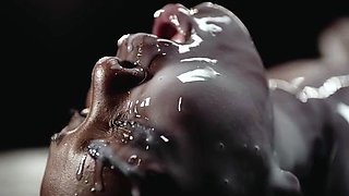 Interracial sex session with bukkake ending for black milf
