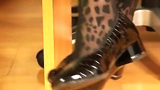 Leopard Tights & Black Pumps - Slow Shoeplay & Dangling Seduction