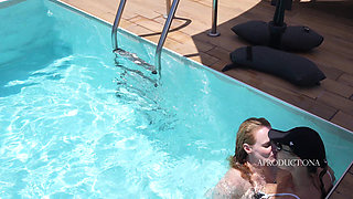 Underwater Lesbian Strap on Sex