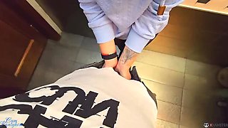Hot MILF Gets Stranger's Cum in Her Pantyhose in Restaurant Toilet - POV Creampie