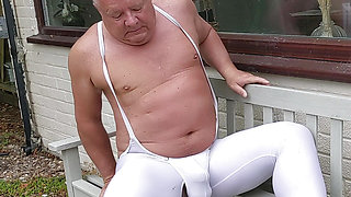 At home in lycra gear