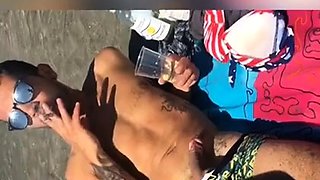 Smoking Latina with Big Tits at an Italian Beach