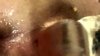 Horny blonde cam girl masturbates her juicy pussy close up