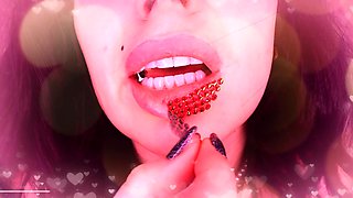 Just Look at My Lips, Which Are All Covered with Shiny Rhinestones! Are They Beautiful? They Beckon! Enchant!