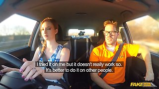 Zara Durose's British Hunk Bangs Her in a Fake Driving School POV