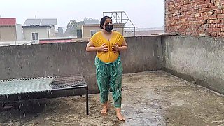 Pakistani Girl Enjoy the Rain