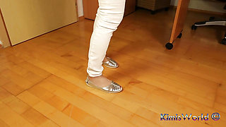 Silver Peeptoe Slingbacks & Sheer Nude Nylons - Footplay & Shoeplay