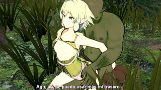 Elf Archer Gets Fucked in the Forest by a Goblin