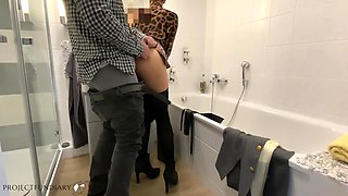 German slut gets fucked in the bathroom