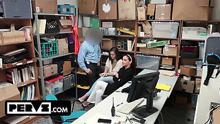 Inexperienced Teen and Hot Stepmom Punished for Shoplifting in the Backroom