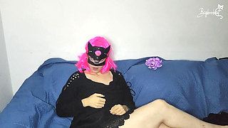 Rubbing myself raw under my playful pussy mask