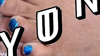 Barefoot Passenger Blue Toes Foot Play While Riding in the Car