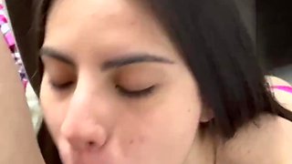 Excited latina teen takes good care of her boyfriend's massive cock in POV