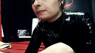 Latex slut solo anal masturbation
