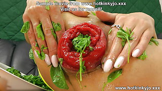 Slippery when wet Hotkinkyjo extreme green leafs anal insertions & prolapse