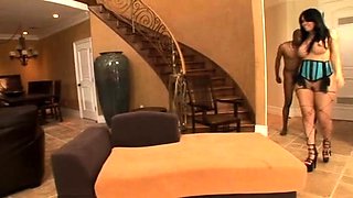 Interracial blowjob for brunette sucking big black cock