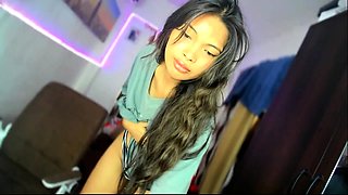 Cute curly brunette solo webcam masturbation