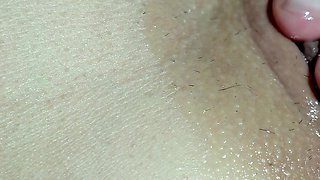 He Massages My Pussy with Oil Until I Cum. Super Close-up Video