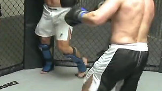 Fighter gets big tits babes pussy after winning
